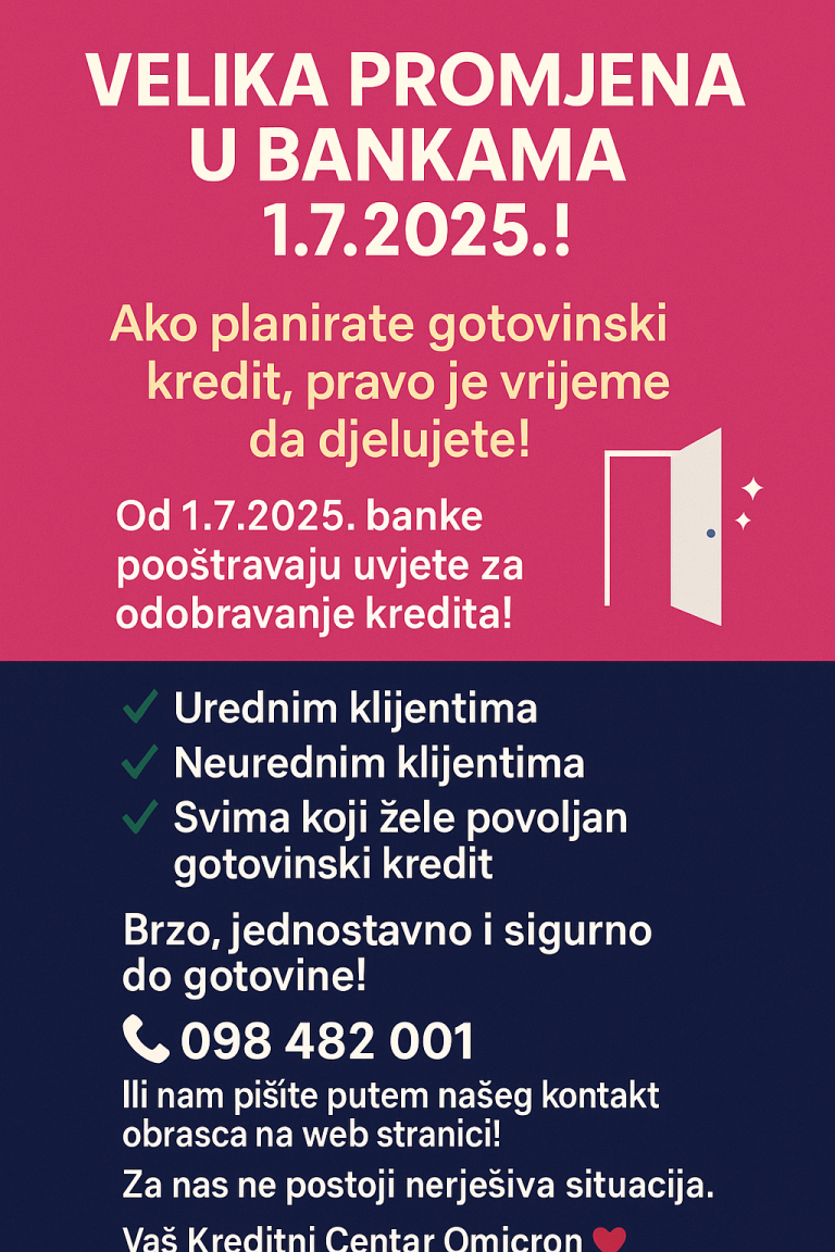 ZAŠTO BAŠ ODABRATI KREDITNI CENTAR OMICRON?