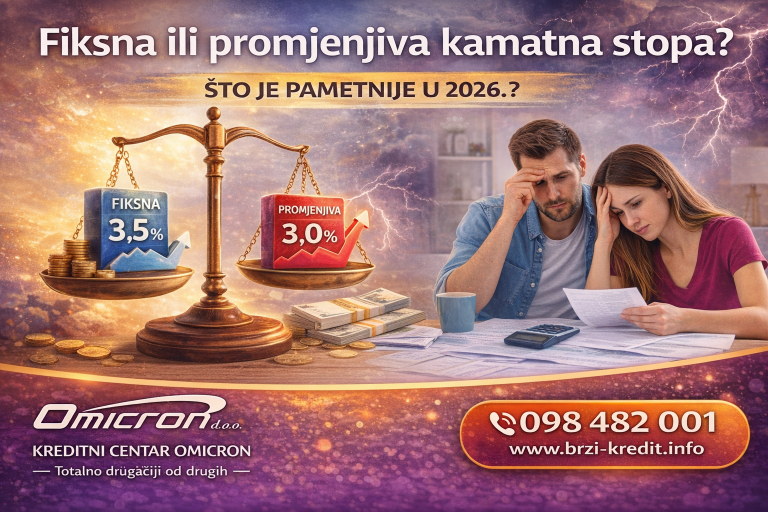 Fiksna ili promjenjiva kamatna stopa – što je pametnije u 2026.?